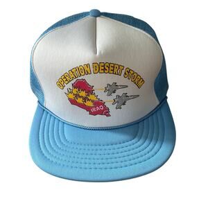 Retro 90s Operation Desert Storm Trucker Hat Blue/White OSFA